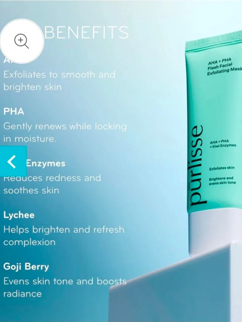 NEW Purlisse AHA + PHA Flash Facial Exfoliating Mask Full Size 1.7 Oz / 50 ML e